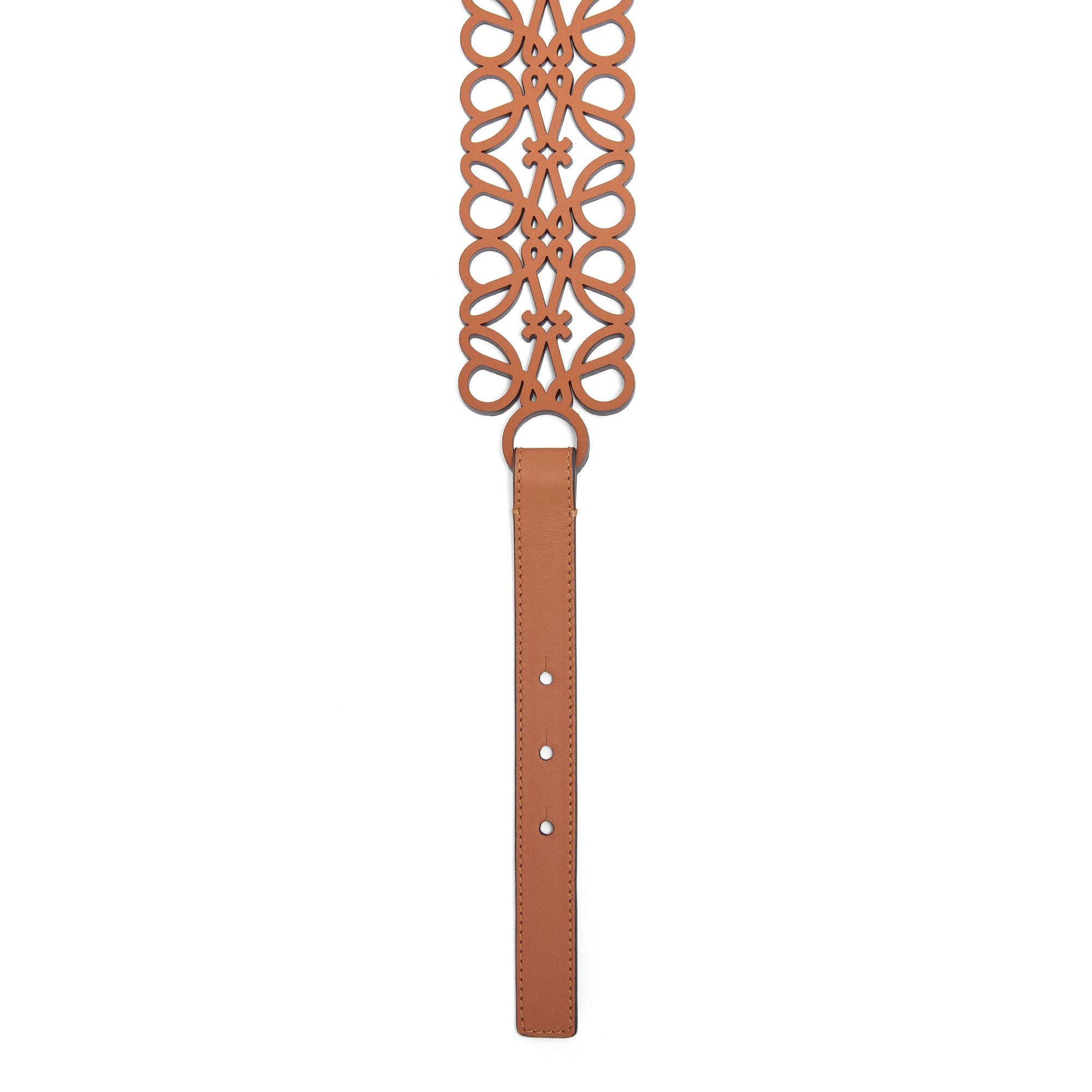 Women Anagram Cut Out Belt - Tan/Gold