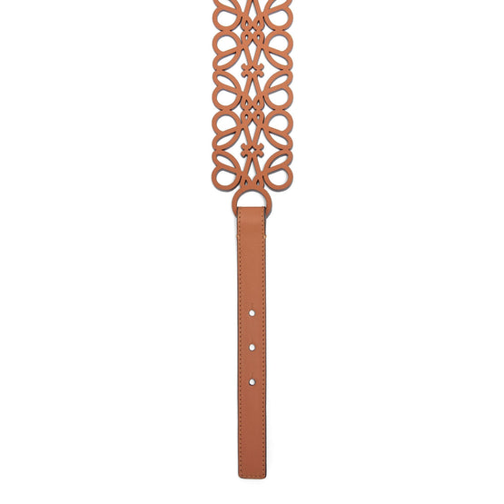 Women Anagram Cut Out Belt - Tan/Gold