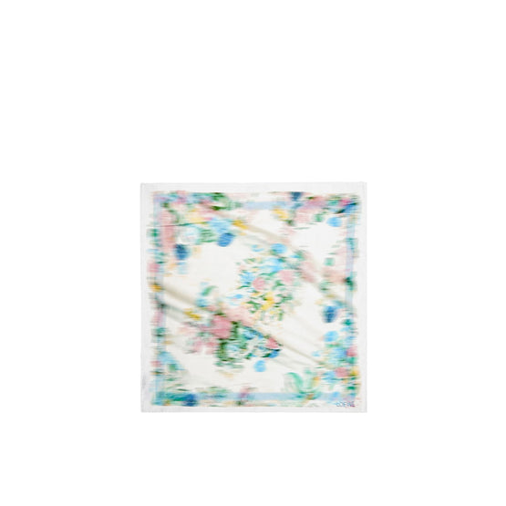 Women 70X70 Blurred Scarf - White/Multicolor