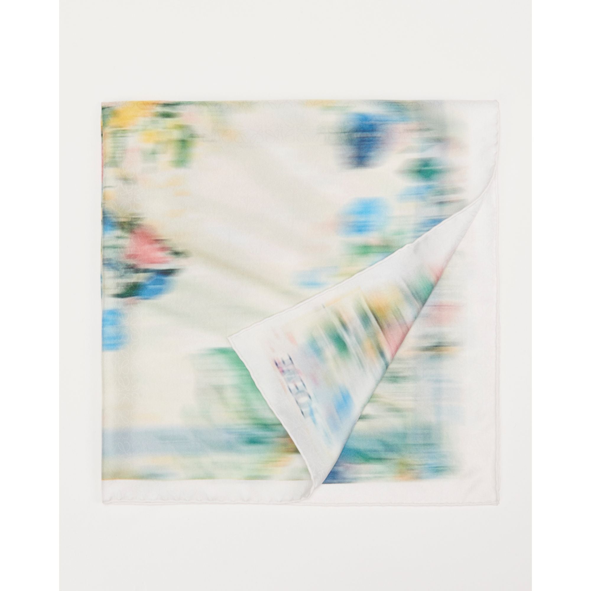 Women 70X70 Blurred Scarf - White/Multicolor