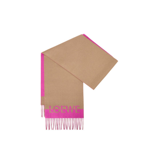 Women 30X180 Bicolor Loewe Scarf - Light Caramel/Pink