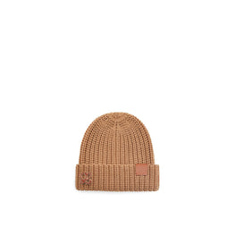 Women Anagram Brooch Beanie - Camel