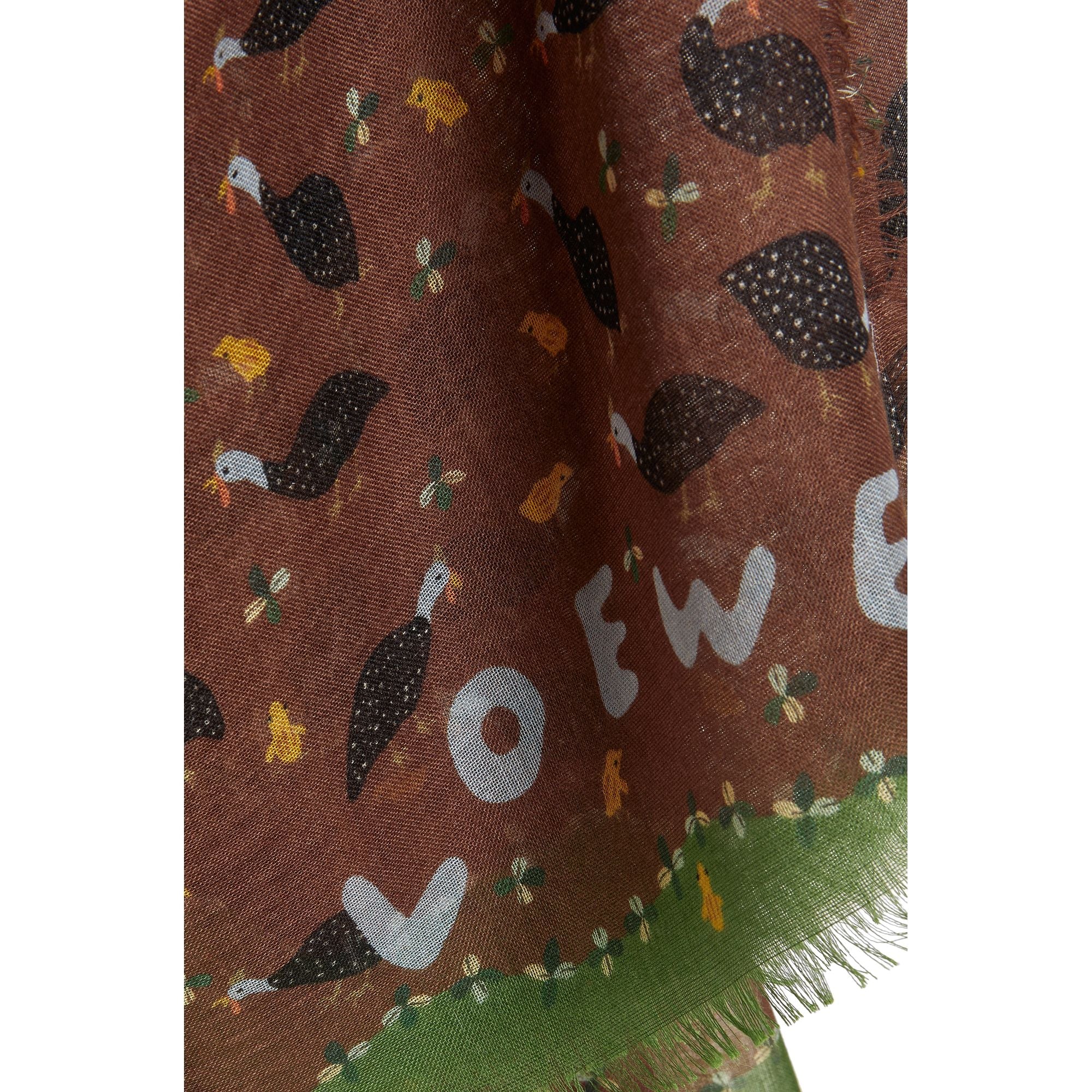 Women 145X200 Guinea Fowl Scarf - Brown Nut