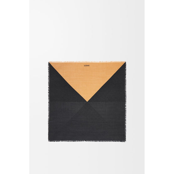 Women 90X90 Scarf - Black/Camel