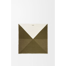 Women 90X90 Scarf - Khaki Green/Ecru