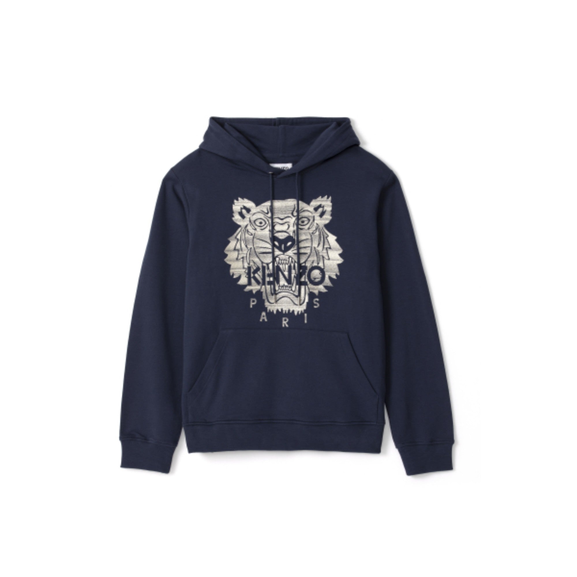 Men Stitched Tiger Hoodie - Navy Blue