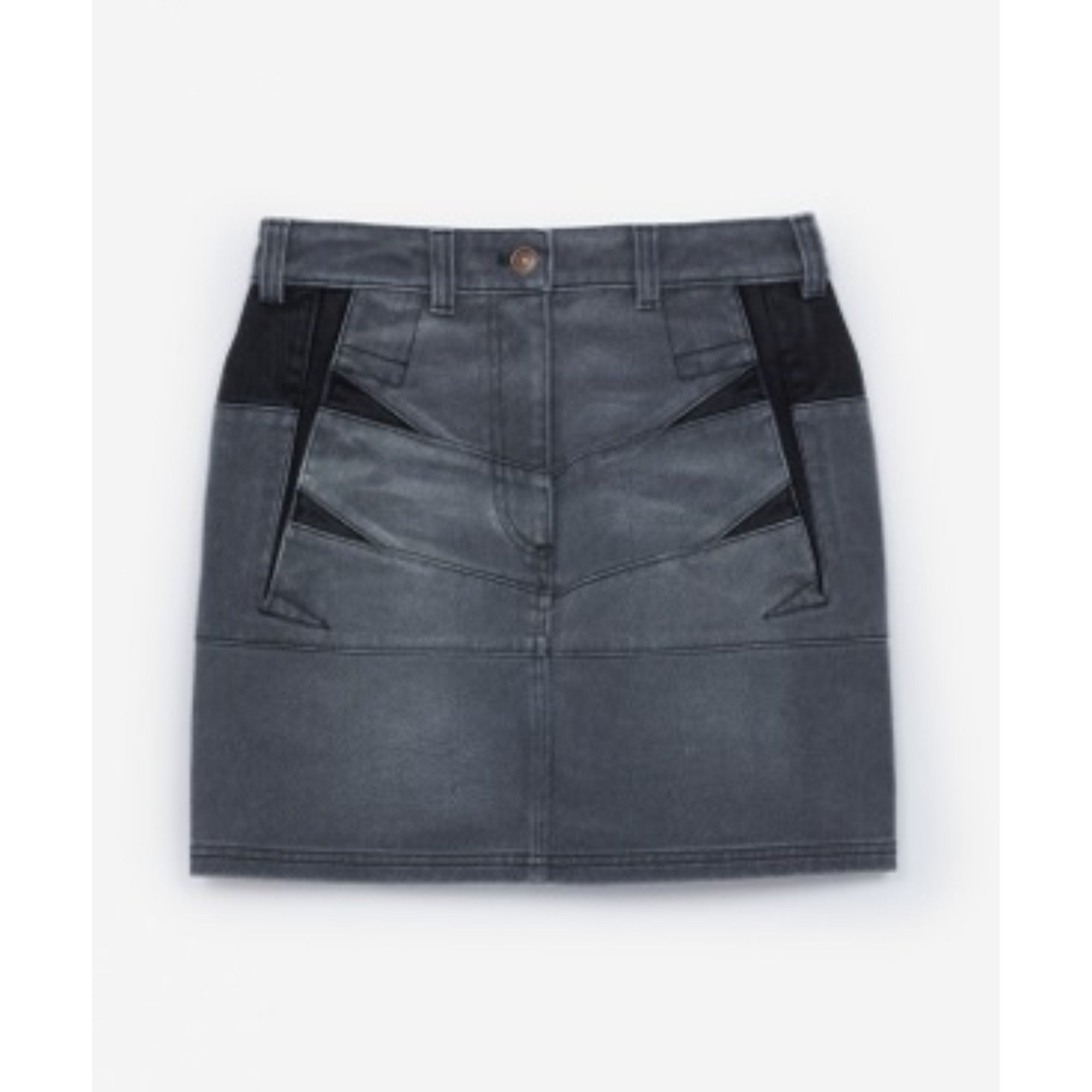 Women Denim Short Skirt - Stone Grey
