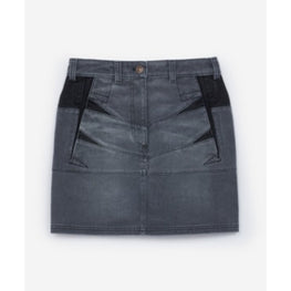 Women Denim Short Skirt - Stone Grey