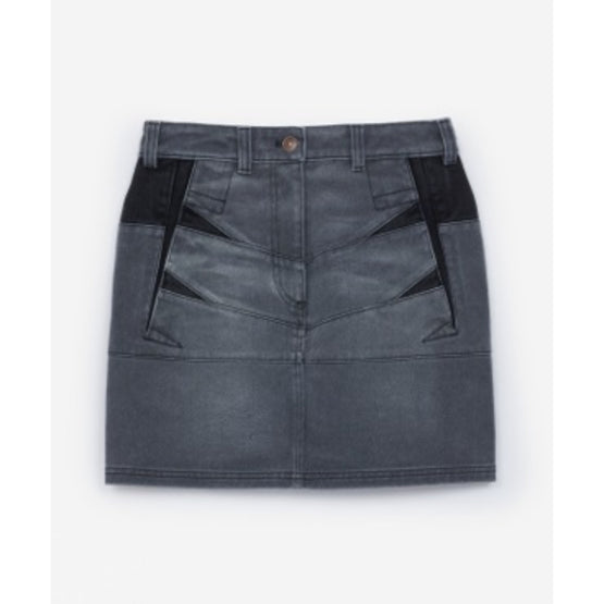 Women Denim Short Skirt - Stone Grey