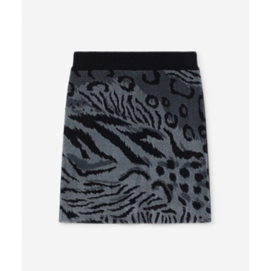 Women 'Cheetah Leopard' Mini Skirt - Middle Grey