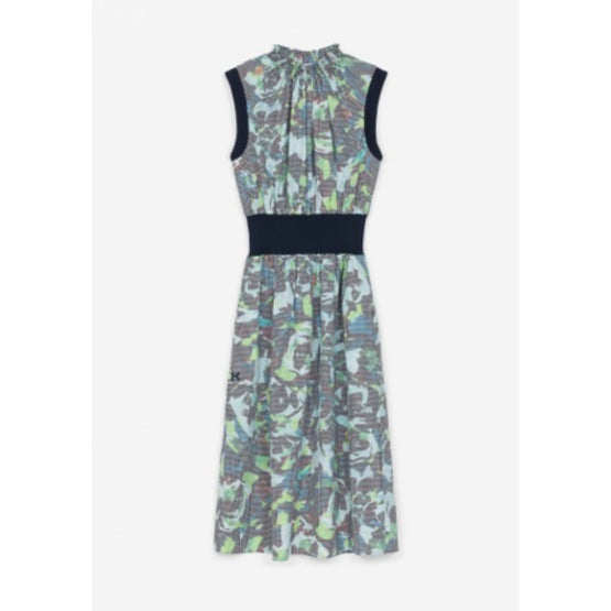 Women Printed Sleeveless Dress - Grass Green