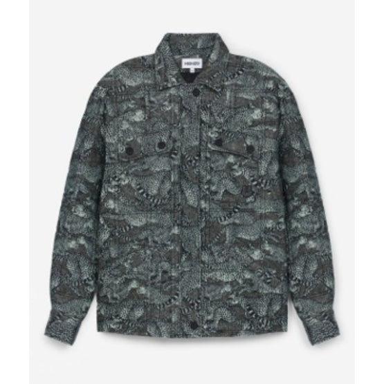 Women Printed Overshirt Jacket - Lime Tea