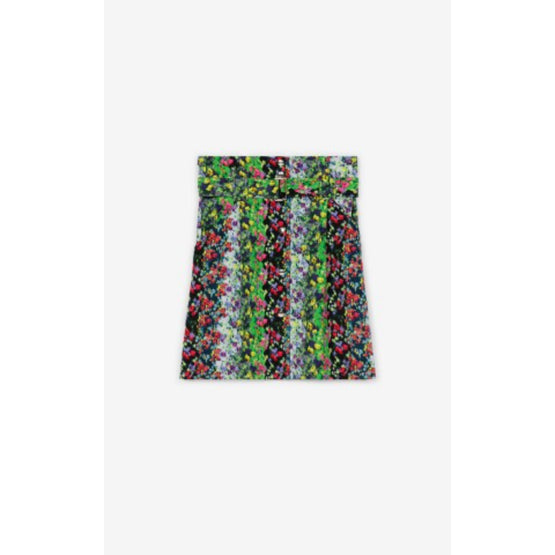 Women Printed Belted Short Skirt - Multicolor