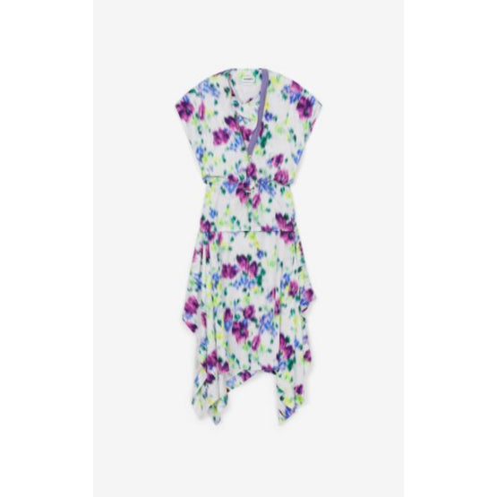 Women Printed Waisted Midi Dress - Wisteria