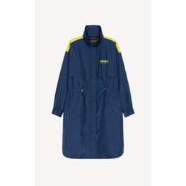 Women Elongated Windbreaker - Midnight Blue