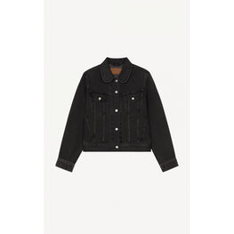 Women Trucker Denim Jacket - Black