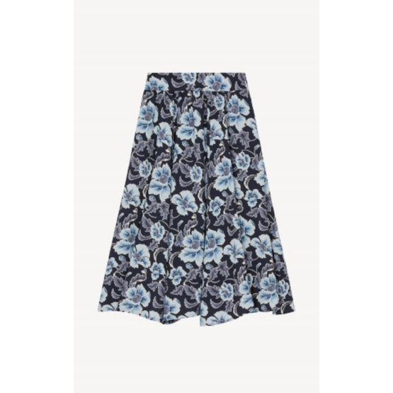 Women Printed Midi Skirt - Midnight Blue