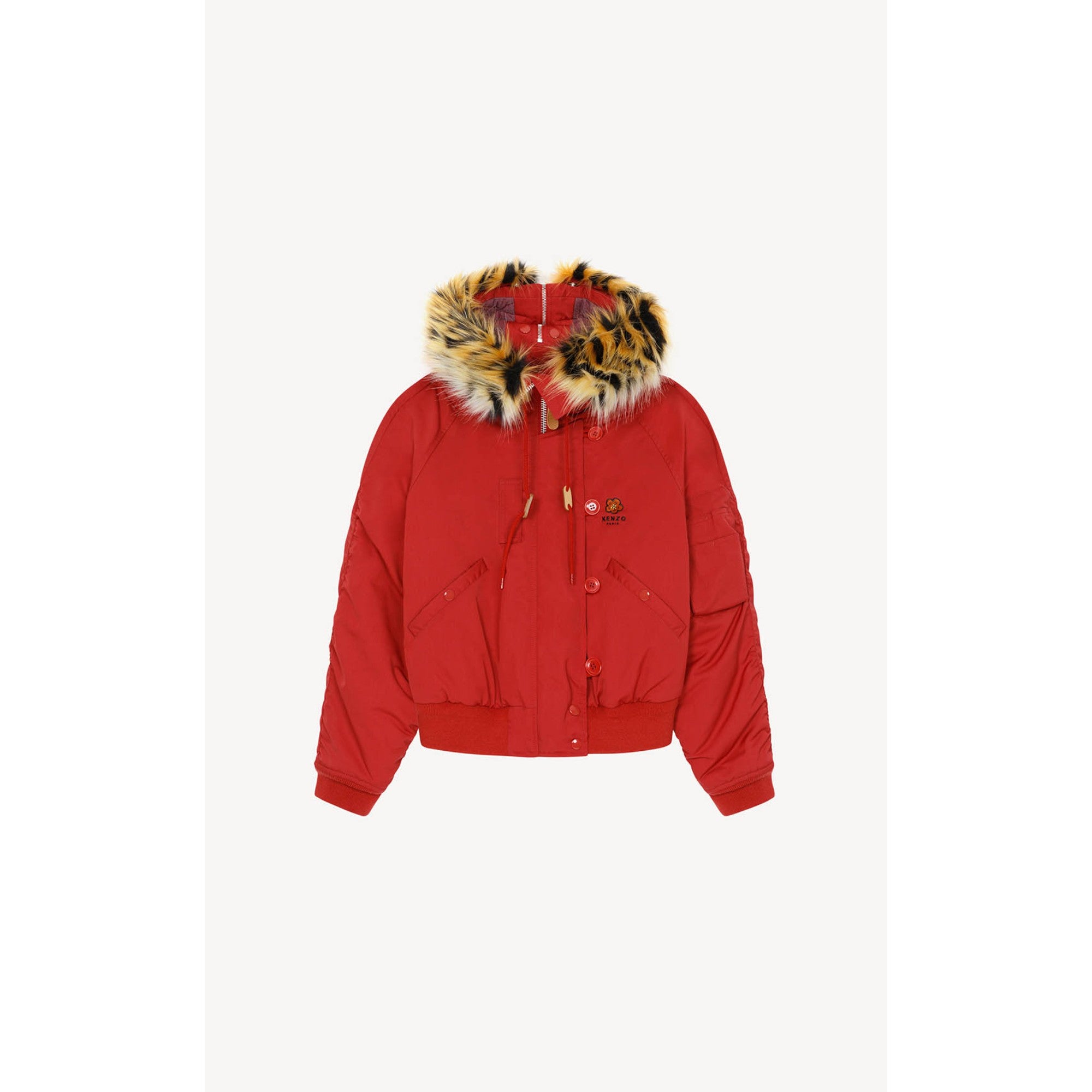 Women Short Winter Parka - Medium Red