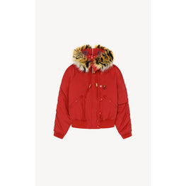 Women Short Winter Parka - Medium Red