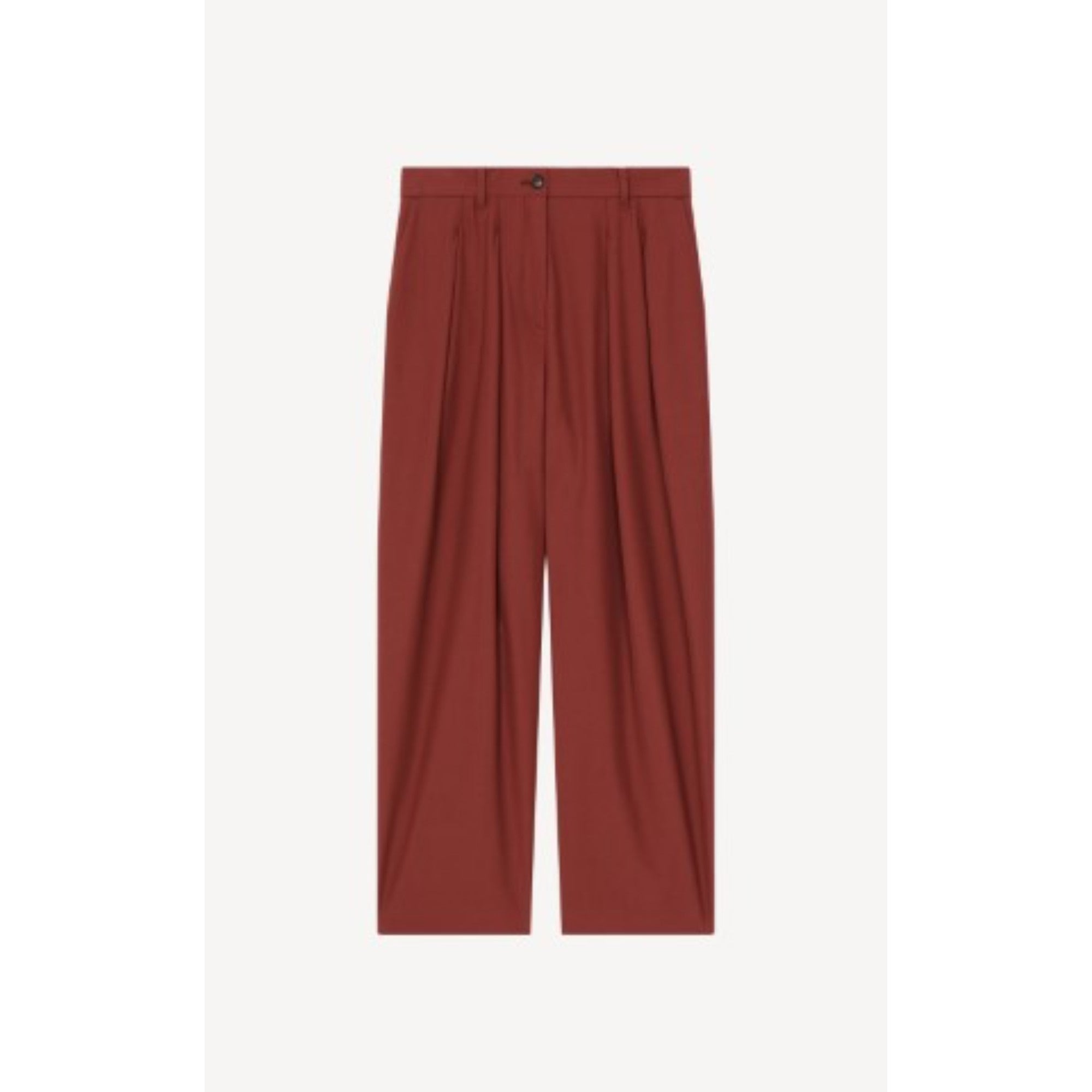 Women Cropped Pleated Pant - Bordeaux