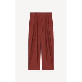 Women Cropped Pleated Pant - Bordeaux