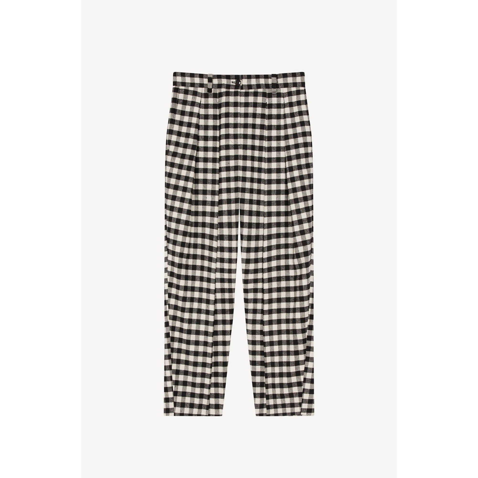 Women Cropped Pleated Pant - Black