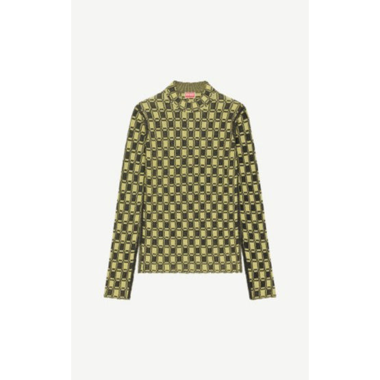 Women Jacquard Fitted Jumper - Golden Yellow