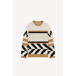 Women Jacquard Straight Jumper - Beige