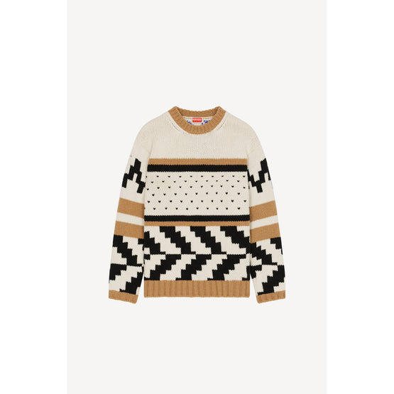 Women Jacquard Straight Jumper - Beige