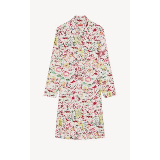 Women Printed Belted Shirting Dress - Multicolor