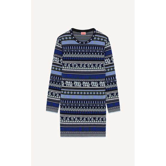 Women Jacquard Fitted Dress - Sky Blue