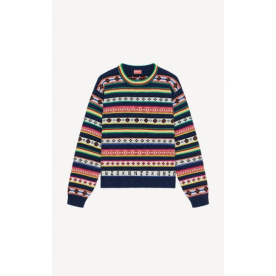 Men Jacquard Regular Jumper - Midnight Blue