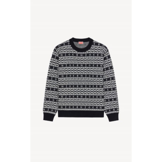 Men Jacquard Regular Jumper - Black