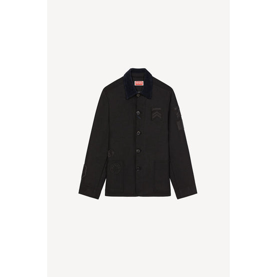 Men Badged Workwear Jacket - Black