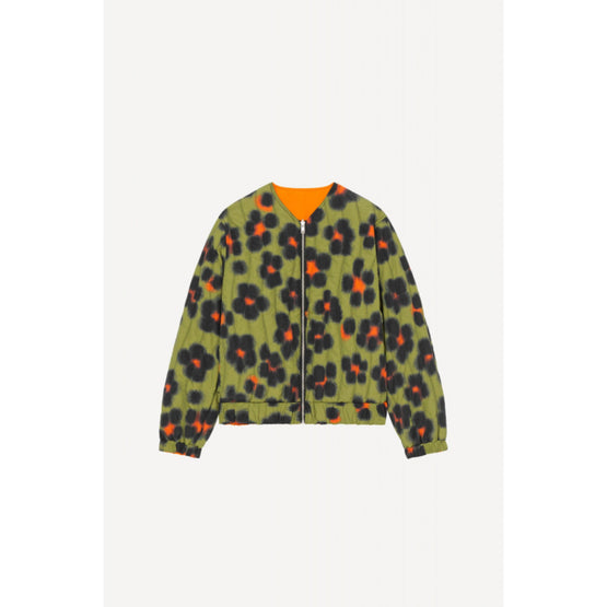 Women Printed Quilted Jacket - Khaki