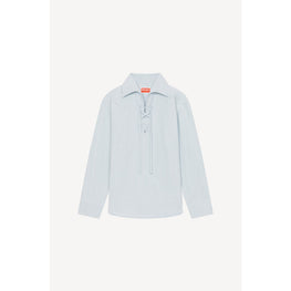 Women Denim Sailor Shirt - Bleached Blue Denim