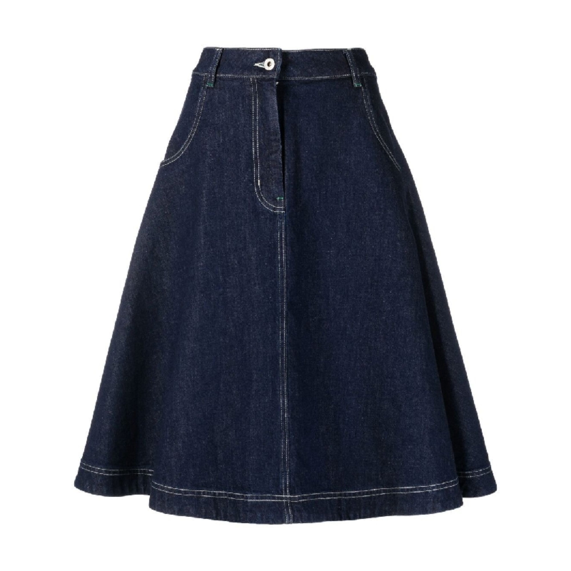 Women Denim A Line Skirt - Rinse Blue Denim