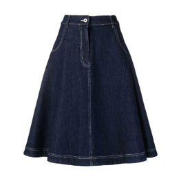 Women Denim A Line Skirt - Rinse Blue Denim