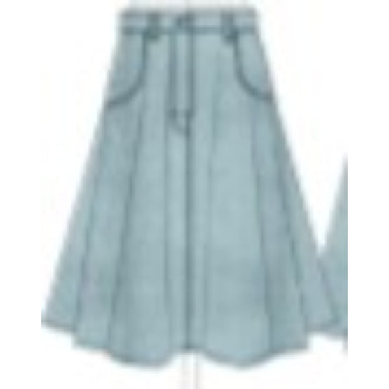 Women Denim A Line Skirt - Bleached Blue Denim