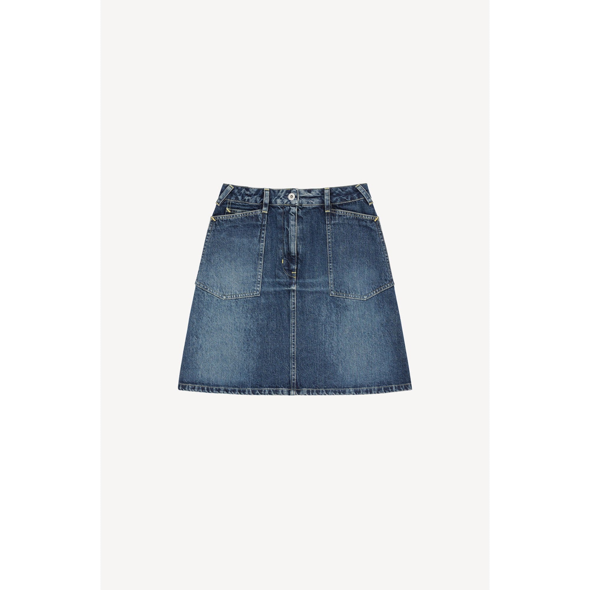 Women Dark Stone Short Denim Skirt - Dark Stone Blue Denim