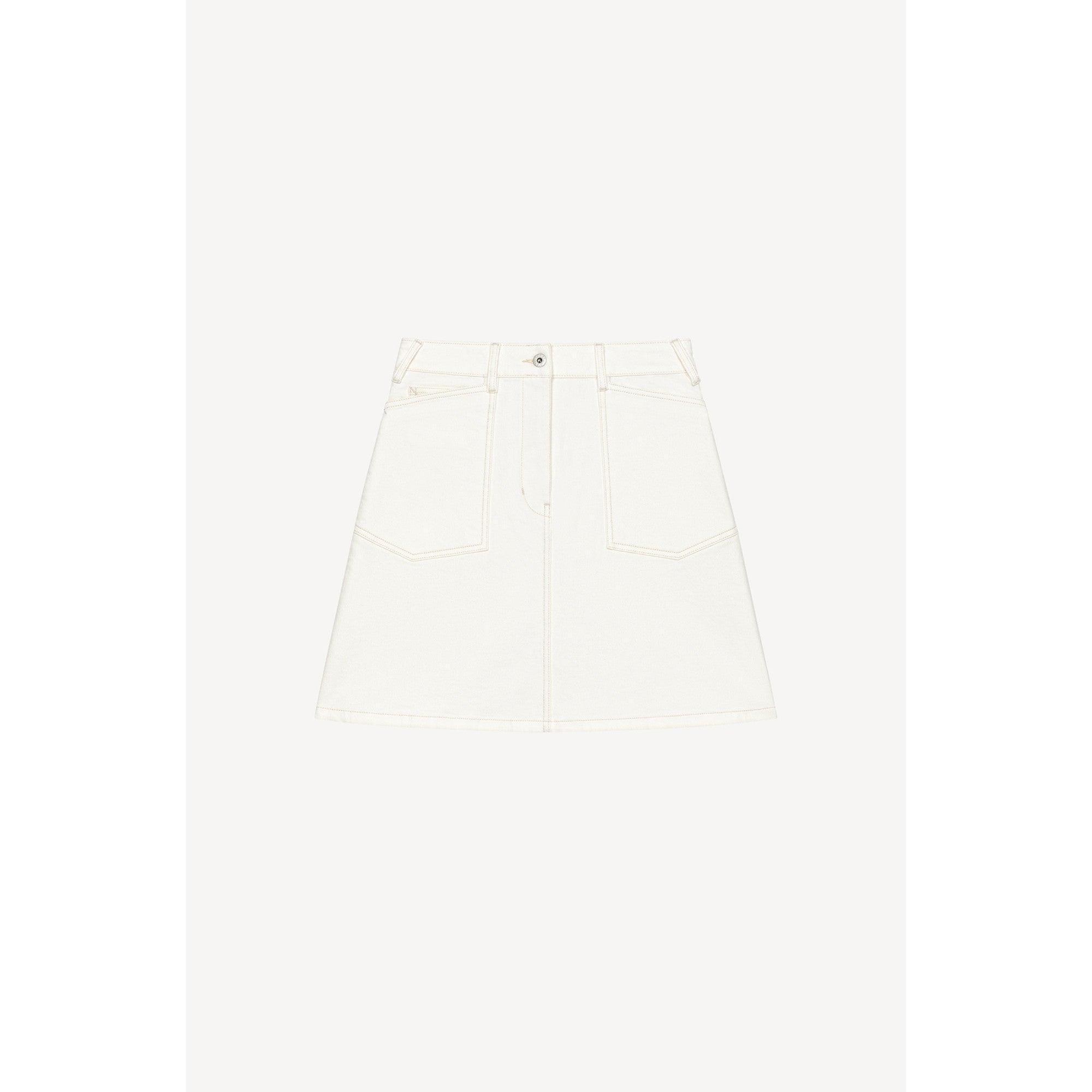 Women Bleach Short Denim Skirt - Bleached White Denim