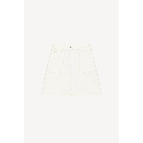 Women Bleach Short Denim Skirt - Bleached White Denim
