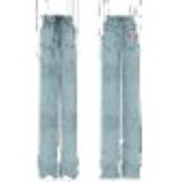 Women Denim Wide Jeans - Bleached Blue Denim