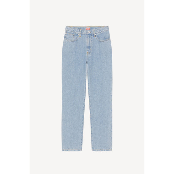 Women Bleach Straight Fit Jeans - Bleached Blue Denim
