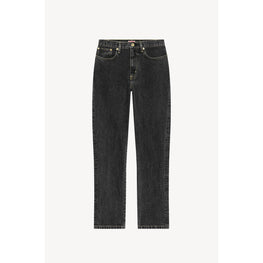 Women Stone Bleach Straight Fit - Bleached Black Denim