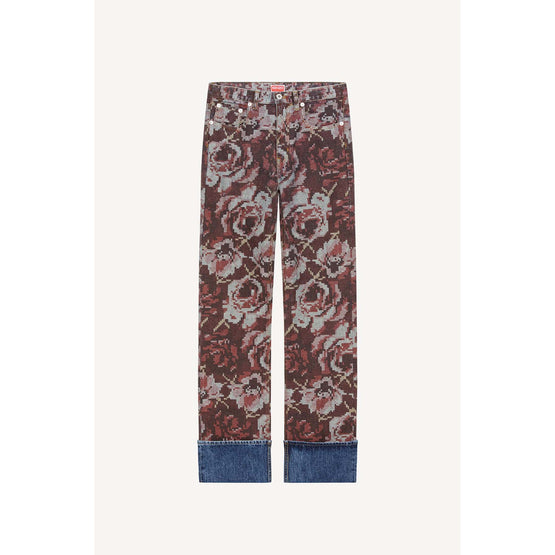 Women Printed Straight Fit Jeans - Medium Red