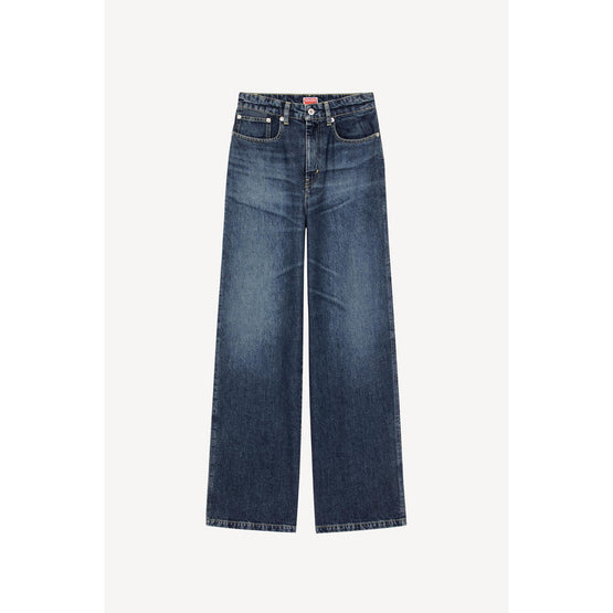 Women Dark Stone Ayme Wide Leg Jeans - Dark Stone Blue Denim