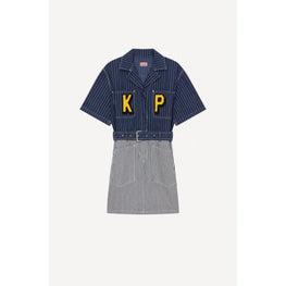 Women Denim Shirting Dress - Rinse Blue Denim