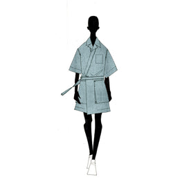 Women Bleach Denim Wrap Dress - Bleached Blue Denim