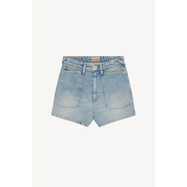 Women Stone Bleach Dirty Denim Short - Stone Bl Dirty Blue Denim